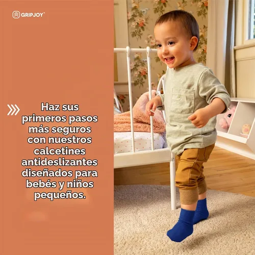 Vista 3 de Gripjoy Toddler Socks with Grippers, Non-Slip for Kids, Enhanced Stability, Comfortable Cotton - 4 Pairs Mezcla para niños