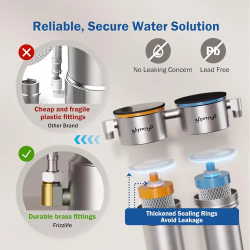 Vista 4 de Frizzlife UDS99 - Sistema de filtro de agua para debajo del fregadero, filtración de agua de conexión directa de 8 etapas, 0.5 micrones reduce