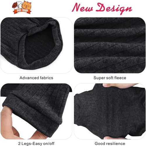 Vista 3 de Idepet Sphynx Suéter de gatos sin pelo, camisa suave para cachorros, lindo pijama de gato, ropa de algodón para mascotas, cuello alto de invierno