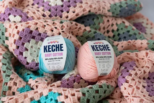 Vista 7 de Keche Hilo de Algodón, 60% Algodón 40% Hilo Acrílico, Hilo de Algodón Suave para Crochet y Tejer, Hilo Amigurumi 1 Madeja/Bola 1.76 Oz (50g) / 180