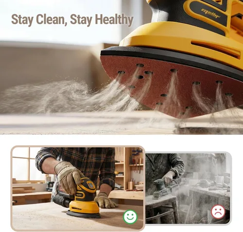 Vista 4 de Lijadora de detalles inalámbrica sin escobillas compatible con batería Dewalt de 20 V MAX (solo herramienta), lijadora de esquina ligera con caja