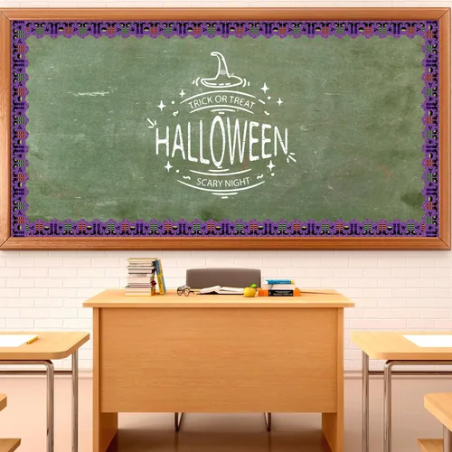 Vista 7 de Whaline 69 pies Hocus Pocus Witch - Bordes de tablón de anuncios de Halloween, 60 unidades, calcomanías autoadhesivas para sombrero de bruja, patas