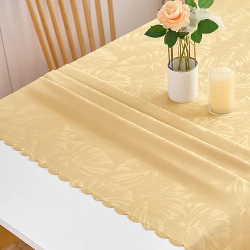 Vista 36 de Mantel Redondo Aqua Jacquard Pequeño de 40 Pulgadas, Manteles para Mesas de hasta 26" de Diámetro, Impermeable, Lavable, Sin Arrugas, Tela Suave