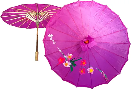 Vista 22 de TJ Global Paquete de 2 paraguas chinos japoneses para niños, 22 pulgadas, para bodas, fotografías, disfraces, cosplay, decoración y otros eventos, 2