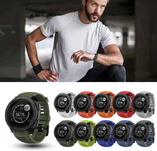 Vista 7 de Correa de repuesto para reloj Garmin Instinct, correa de silicona suave compatible con Garmin Instinct 2/Solar/Tactical