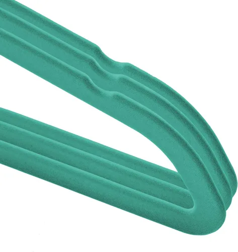 Vista 3 de Casafield 50 perchas de terciopelo para bebé, tamaño de 11 pulgadas para ropa de bebés y niños pequeños, color verde azulado