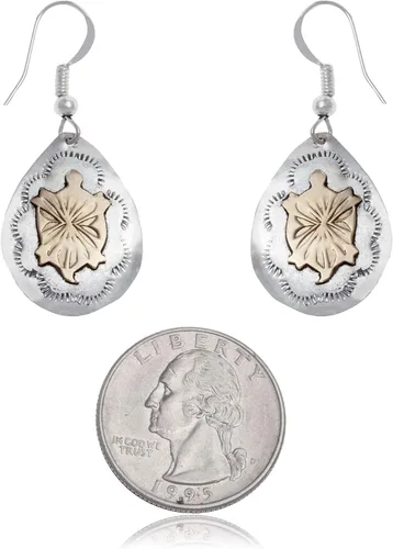 Vista 3 de $200Tag 12ktGF Plata Kokopelli Certificado Navajo Pendientes Nativos 24499 Hecho por Loma Siiva, Metal Piedra