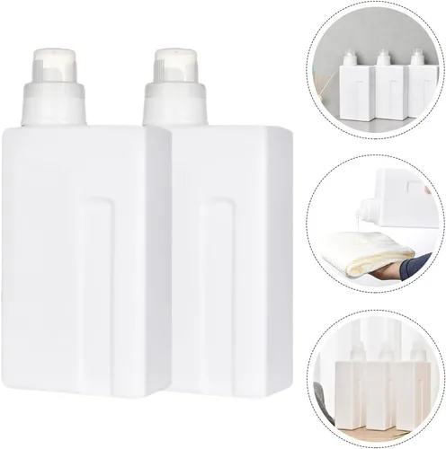 Vista 7 de Zerodeko Paquete de 2 botellas de lavandería recargables de 33 onzas a prueba de fugas, recipientes de detergente vacíos con tapas para el hogar