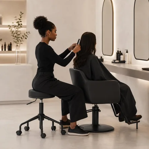 Vista 2 de Taburete hidráulico giratorio 503 de altura ajustable para clínica, enfermería, spas, salones de belleza, dentistas, oficina en casa