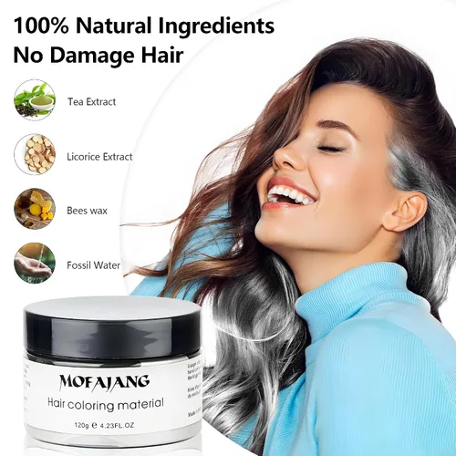 Vista 4 de Pomadas de cera de color blanco para el cabello, 4.23 onzas, material de cera natural para colorear el cabello, desechable, arcillas cenizas