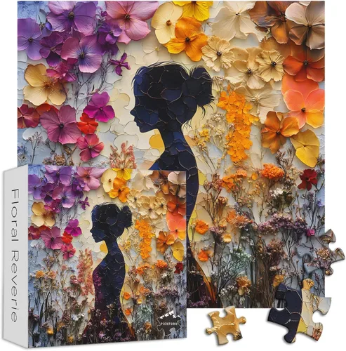 Vista 9 de PICKFORU Arte de collage de flores de 1000 piezas para adultos, rompecabezas floral de primavera natural, rompecabezas de jardín de flores