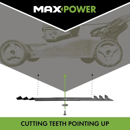 Vista 4 de Maxpower 561735XB Juego de mantillo comercial de 3 cuchillas para artesano de corte de 48", Husqvarna, Poulan, reemplaza al OEM no. 173921, 532173921