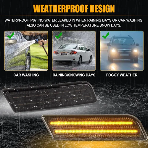 Vista 6 de Gempro Luces de Marcador Lateral LED para Ford Transit Connect 2010-2013 Ámbar Refledores de Parachoques Delantero Lámparas Lente Ahumada, 2 Piezas