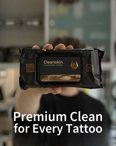 Vista 4 de CleanSkin - Toallitas limpiadoras para tatuajes de jabón verde, todo en uno, toallitas para tatuajes durante el tatuaje Cuidado posterior