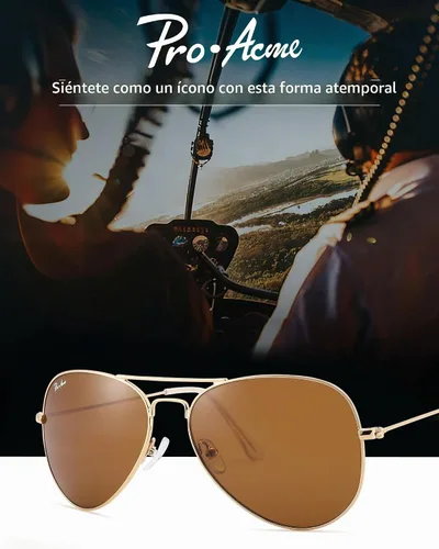 Vista 4 de Pro Acme Classic Aviator Sunglasses Glass Lens Metal UV400 for Men Women A1 café