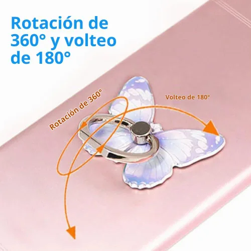 Vista 3 de Kinizuxi Soporte de anillo de teléfono de mariposa, soporte de agarre para 1 azul