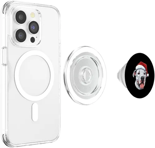 Vista 4 de Dogo Argentino Dog Christmas Portrait PopSockets MagSafe PopGrip for iPhone