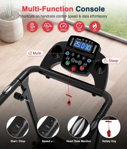 Vista 11 de Redliro Cinta de correr para personas mayores con pasamanos largos black
