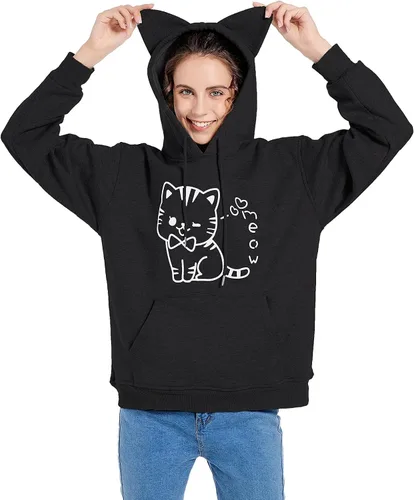 Vista 2 de Sudaderas con capucha para gatos para mujeres y niñas