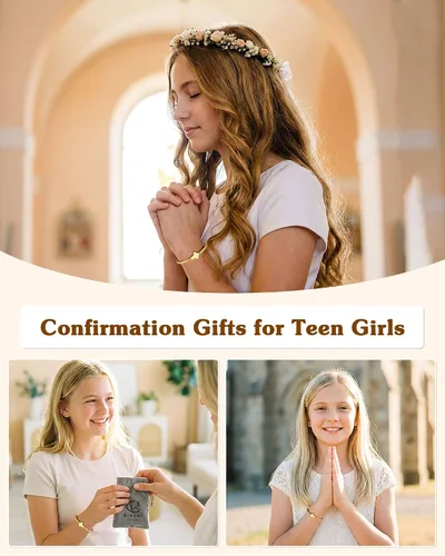 Vista 6 de Pulsera de cruz de confirmación católica regalos para adolescentes, niñas y mujeres
