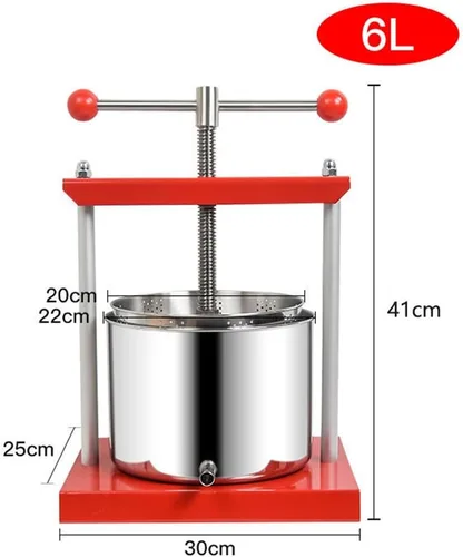 Vista 7 de Prensa manual de frutas de acero inoxidable de 6 litros, exprimidor fácil de limpiar para exprimir sidra, verduras, limones, extractor de jugo