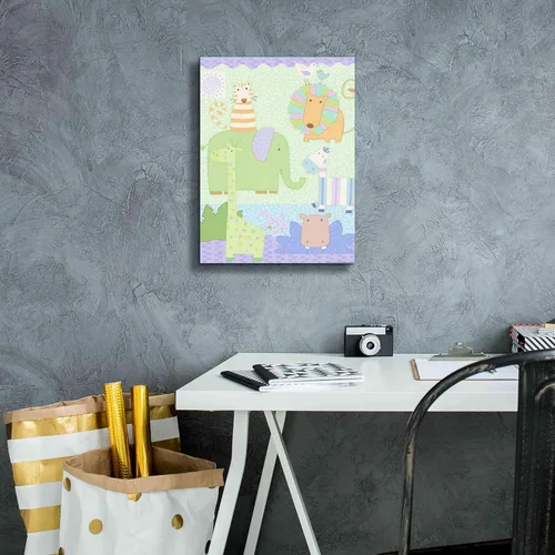 Vista 7 de Epic Graffiti 'Zoo Time 2' por Viv Eisner, lienzo decorativo para pared, 12 x 16 pulgadas