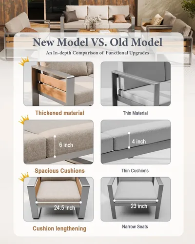 Vista 3 de ZANDOR Muebles de Exterior de Aluminio - 1 Pieza Sofá de Dos Plazas, Sofá de Exterior Moderno de Metal Resistente a Todas las Condiciones con Cojín