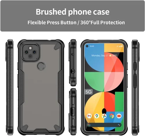 Vista 4 de Case for Pixel 5A 5G Case, for Google5A G1F8F Cases with Tempered Glass Screen Protector, Frosted Translucent Back Cover Non-Slip Protective Phone