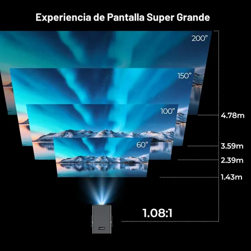 Vista 9 de [2000 ANSI luz diurna visible] Proyector de video inteligente nativo 1080P entrada 4K 8K, proyector portátil Android 14 con sonido HiFi, enfoque