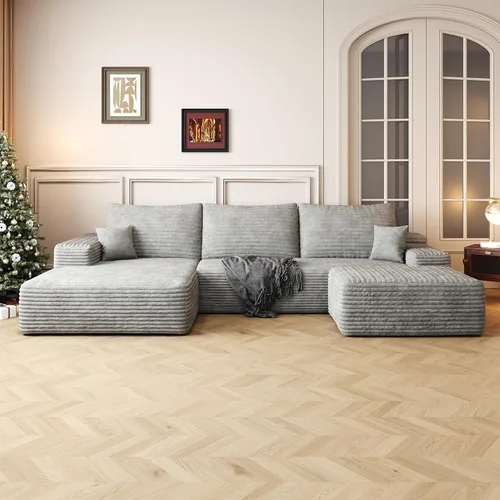 Vista 51 de AUGOP Sofá modular moderno de 96 pulgadas para sala de estar, sofá modular con sofás en forma de L, sofá tapizado sin hueso, sofá seccional con Negro