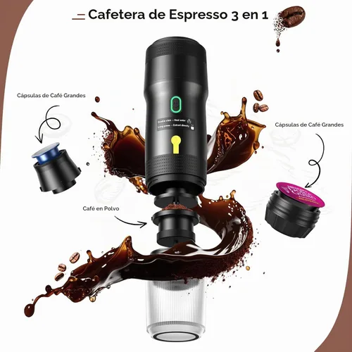 Vista 2 de Máquina de café espresso eléctrica portátil, cafetera autocalentable para automóvil con USB-DC, cafetera de viaje para camping, compatible