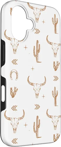Vista 3 de Funda rústica elegante con diseño de calavera de toro sureño para iPhone 16