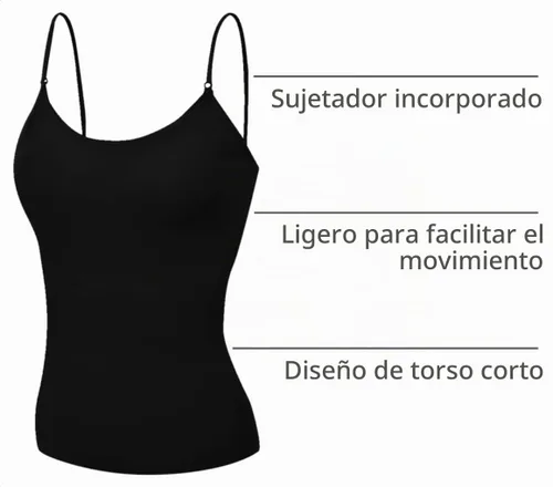 Vista 4 de Emmalise Camiseta de mujer con brasier integrado, soporte de tela sin varillas, camisola corta