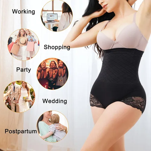 Vista 6 de Nebility Faja moldeadora de glúteos para mujer, cintura alta, sin costuras, con control de abdomen