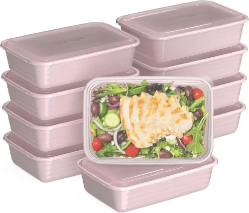 Vista 9 de Bentgo Prep - 20 piezas de contenedores reutilizables para preparación de comidas con 1 compartimento y tapas, materiales libres de PFAS y BPA