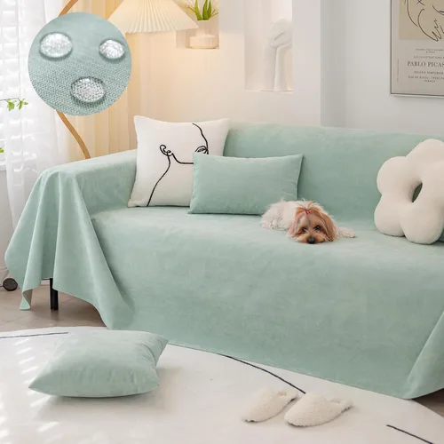 Vista 10 de Funda de sofá para sofá de 2 a 3 cojines, apta para mascotas, resistente al agua, antiarañazos de gatos, protector de muebles seccional