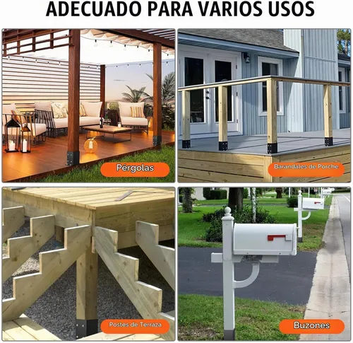 Vista 6 de VEVOR Base para Poste 4x4 2 Piezas, Tamaño Interior 3.6"x3.6" Soportes de Base para Poste, Anclaje de Poste de Servicio Pesado con Recubrimiento