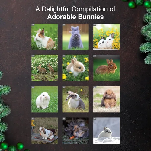 Vista 3 de MICASA PRESS Bunnies - Calendario de pared 2026 de 12 meses 12 x 24 pulgadas abierto Papel grueso y resistente Regalo Lindo conejo animal