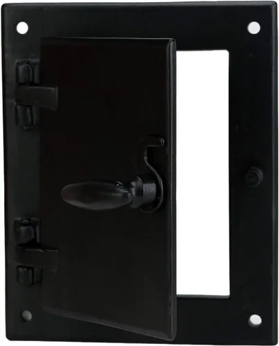 Vista 5 de Perilla Home Seguridad de hierro fundido Speakeasy Estilo clásico Parrilla negra y Girlle con puerta de visualización Acento Puerta Puerta