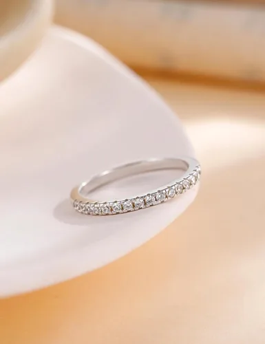 Vista 3 de EAMTI - Anillo de matrimonio de plata de ley 925 de 564 pulgadas, con circonias cúbicas, apilable, anillo de compromiso, tallas de la 3 a la 13