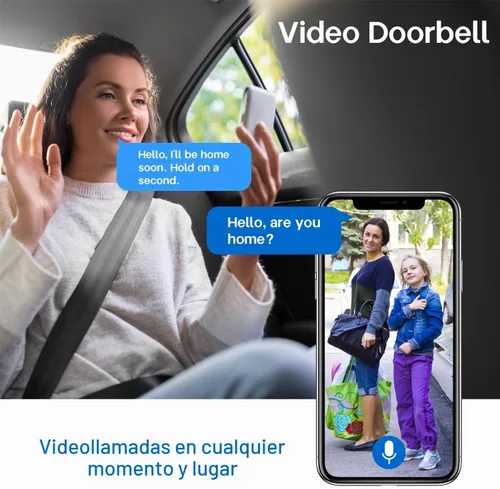 Vista 3 de Cámara de timbre de video 2K inalámbrica con visión de cuerpo completo y detección de inteligencia artificial, visión nocturna, alertas