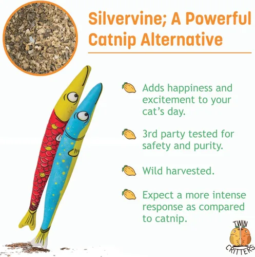 Vista 4 de Silvervine - Paquete de 2 juguetes orgánicos sustitutivos de hierba gatera para gatos y gatitos 100% natural cosechado en la naturaleza 2