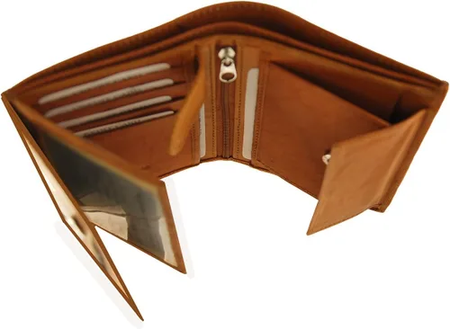 Vista 4 de AG Wallets Cartera de piel de vacuno grande europea de triple pliegue hipster