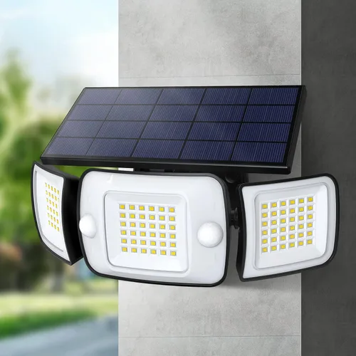 Vista 7 de intelamp Luces solares para exteriores, sensor de movimiento de 6000mAh con sensores duales, luces solares impermeables de inundación de 270°