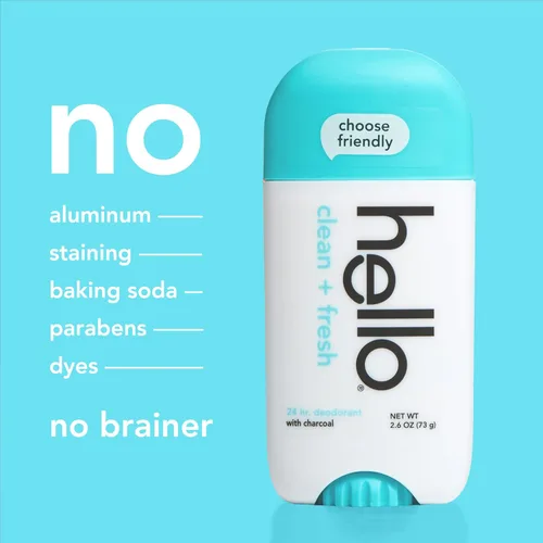 Vista 7 de hello Desodorante limpio y fresco sin aluminio para mujeres y hombres con carbón, frescura de 24 horas, desodorante libre de bicarbonato de sodio