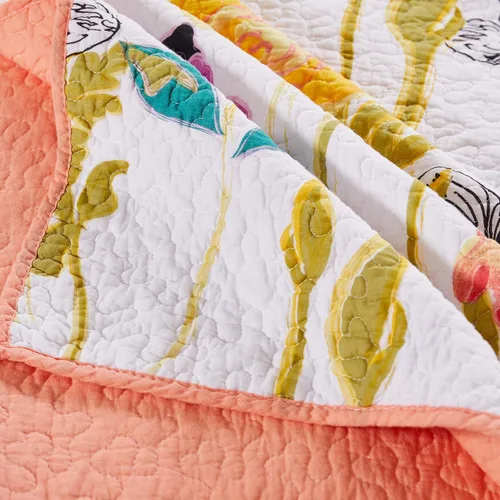Vista 5 de Juego de cobija con diseño en acuarelas de Greenland Home Fashions, Algodón, Multicolor, gemelo