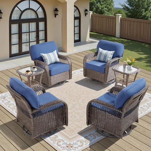 Vista 22 de Sofá de mimbre para patio al aire libre de 75 pulgadas, sofá de ratán para todo tipo de clima, sofá de respaldo alto con asiento profundo y funda
