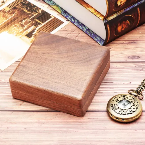Vista 7 de COSISO Caja de regalo de reloj de bolsillo de madera de nogal, portátil, de un solo bolsillo, organizador de viaje para hombres y mujeres