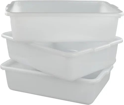 Vista 8 de Morcte Paquete de 3 cajas de autobús comercial de 13 L, bañera de autobús de plástico, color blanco
