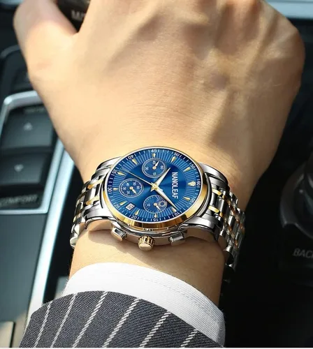 Vista 7 de Reloj de pulsera de moda para hombre, impermeable, luminoso, con fecha, de acero inoxidable, clásico, para hombre